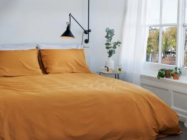 Yumeko Bettwäsche Perkal “Yumeko” aus Bio-Baumwolle, Ochre yellow, – Produktbild 1 von 4