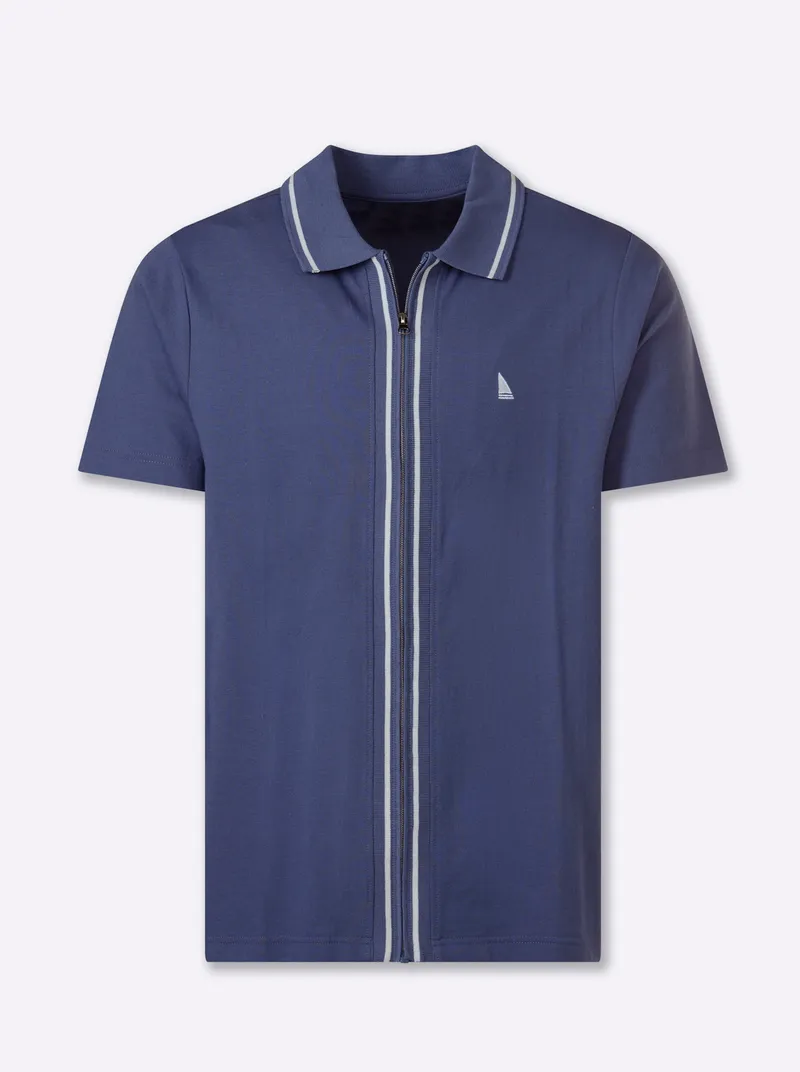 Catamaran Kurzarmshirt rauchblau-weiß, Rauchblau-weiß, – Produktbild 1 von 3