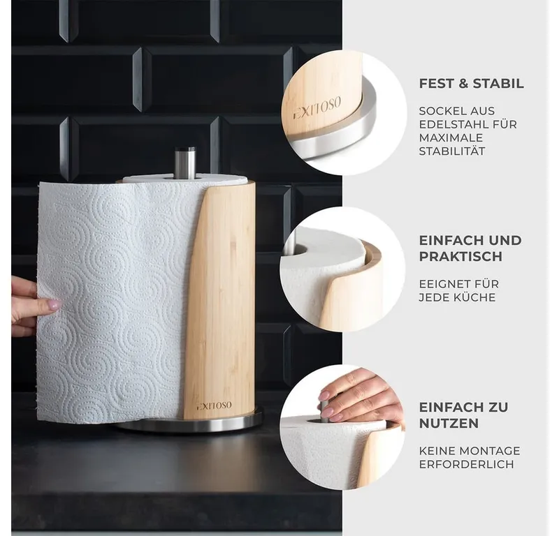 Exitoso Küchenrollenhalter ST Pole Küchenrolle, Küchentücher Stand Arbeitsplatte Bad Küche Büro Restaurant, Braun, – Produktbild 2 von 5