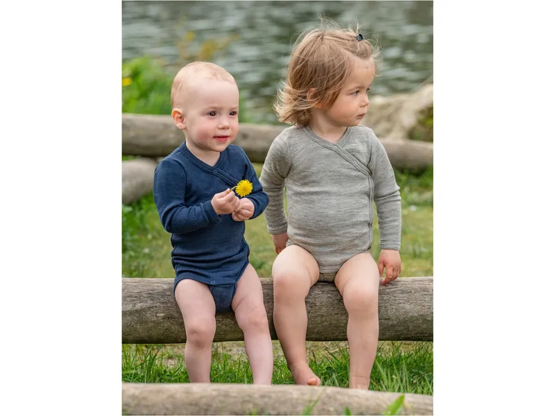 Engel natur Engel Natur Baby Wickelbody Langarm Wolle Seide marine Gr. 50/56, Blau, – Produktbild 2 von 2
