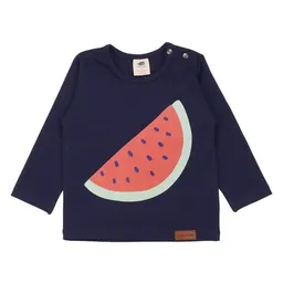 Walkiddy Kinder Langarmshirt GOTS-zertifiziert Bio-Baumwolle, Dunkelblau, Wassermelonen-Motiv, Walkiddy – Produktbild 1 von 1