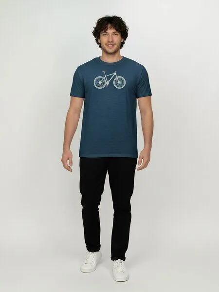 GreenBomb GREENBOMB Bike Mountain Loom - Funktionales T-Shirt aus Merino-Wolle / hochwertiger Print / Fair & Vegan, Blau (blue pine), – Produktbild 3 von 4
