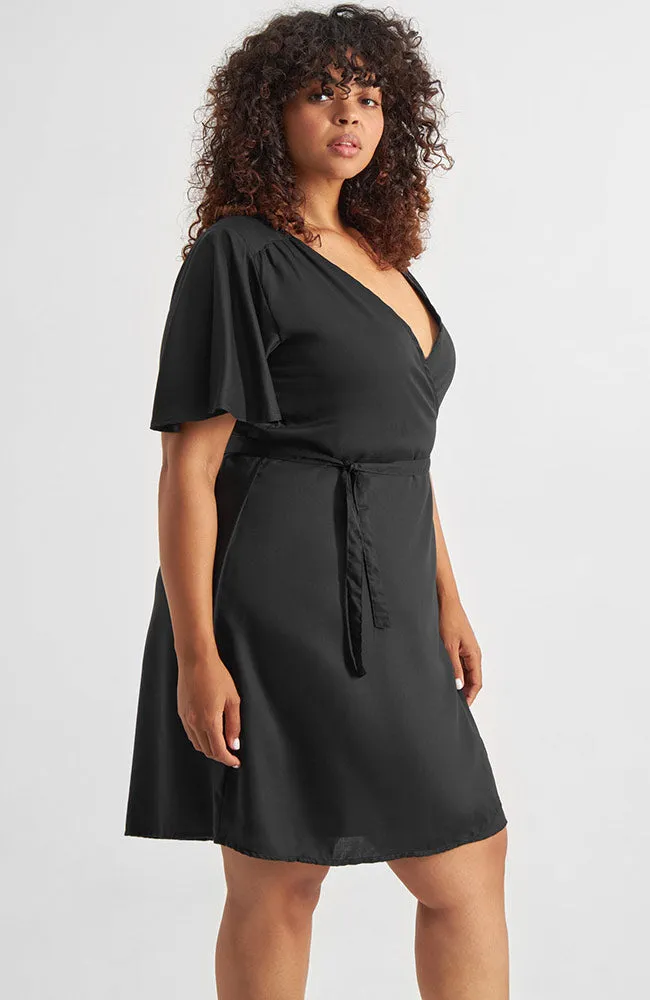 Dedicated DEDICATED Damen vegan Wickelkleid Kungsham Schwarz, Schwarz, – Produktbild 2 von 2
