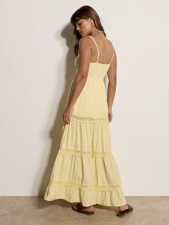 Apricot Apricot Spitzenkleid Maxikleid mit Häkelverzierung, Gelb, – Produktbild 3 von 4