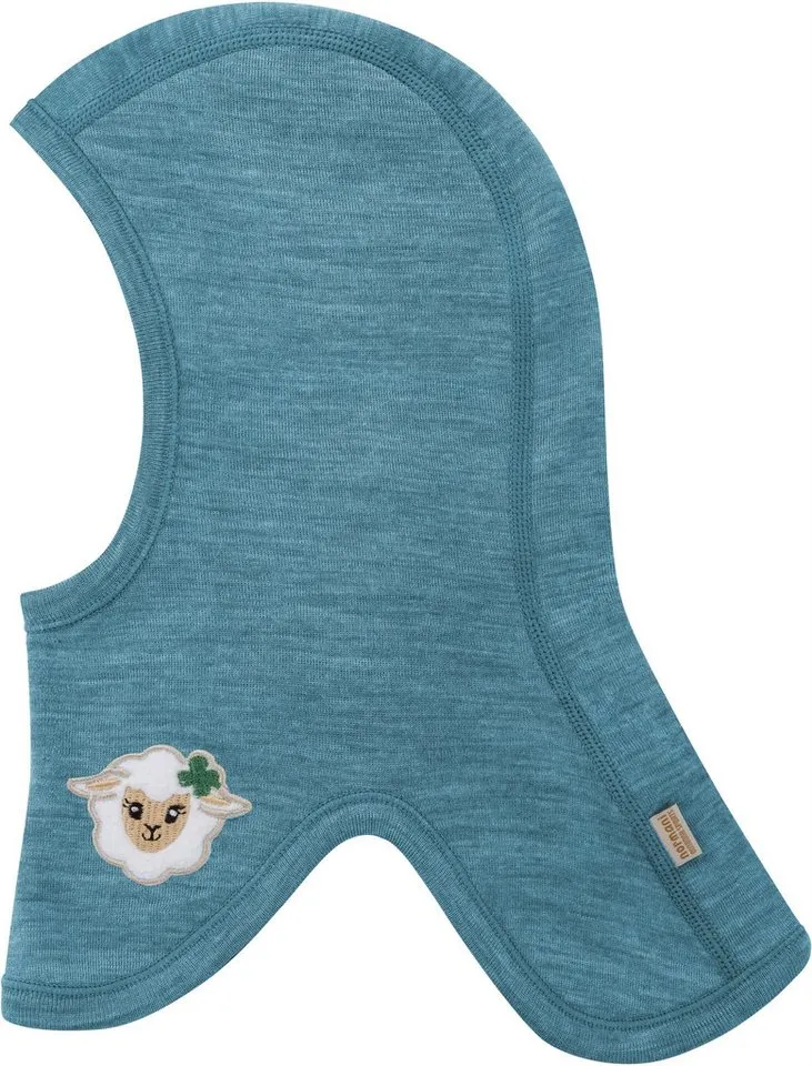 normani Ohrenmütze Baby Merino Sturmhaube Masterton, Beige|blau, – Produktbild 3 von 4