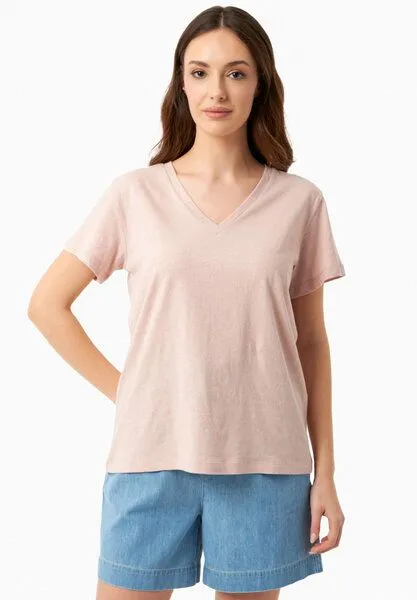 ORGANICATION ORGANICATION T-Shirt aus Bio-Baumwolle und Leinen, Pastel pink, – Produktbild 1 von 4