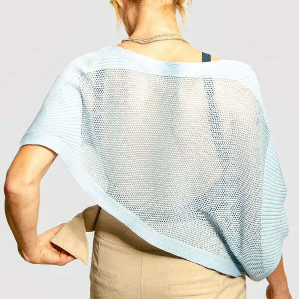 LANARTO slow fashion LANARTO slow fashion Poncho Cape 100% Biobaumwolle made in germany, Blau, – Produktbild 4 von 4
