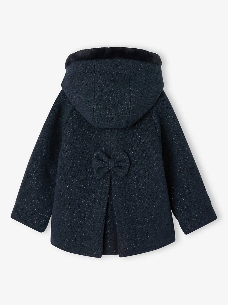 Vertbaudet Mädchen Wintermantel mit Kapuze und Schleife, Marine, – Produktbild 4 von 4