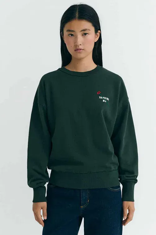 thinking mu Thinking MU Damen vegan Sweatshirt Jodie Flower Grün, Dunkelgrün, – Produktbild 2 von 2