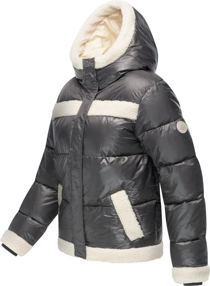 ragwear ragwear Winterjacke Editah Shiny YOUMODO Jacke mit Plüsch-Details und glänzender Optik, Grau, – Produktbild 3 von 4