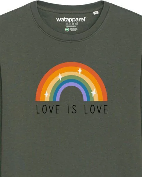 watapparel watapparel Sweatshirt Unisex Love is Love, Khaki, – Produktbild 3 von 3