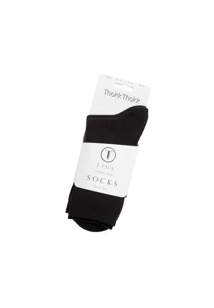THOKKTHOKK ThokkThokk Unisex Warme Socken mittelhoch 2er-Pack aus Bio-Baumwolle, Black (schwarz), – Produktbild 2 von 2