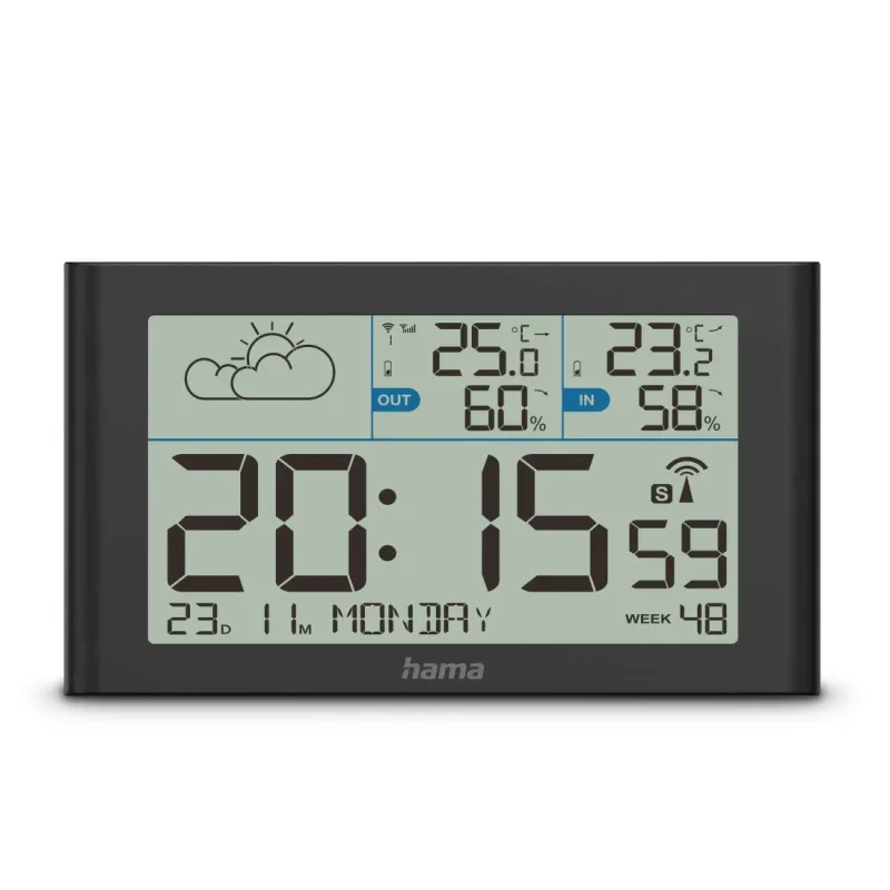 Hama Hama Wetterstation "Sylt", mit Außensensor, Funk, Wecker, Schwarz – Produktbild 3 von 4