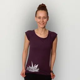 HANDGEDRUCKT HANDGEDRUCKT RESTPOSTEN "Origami-Kranich" Bamboo Frauen T-Shirt – Produktbild 1 von 1