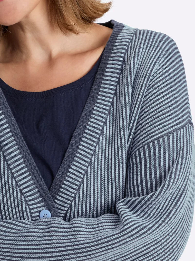 sheego Strickjacke, Eisblau-rauchblau, – Produktbild 2 von 2