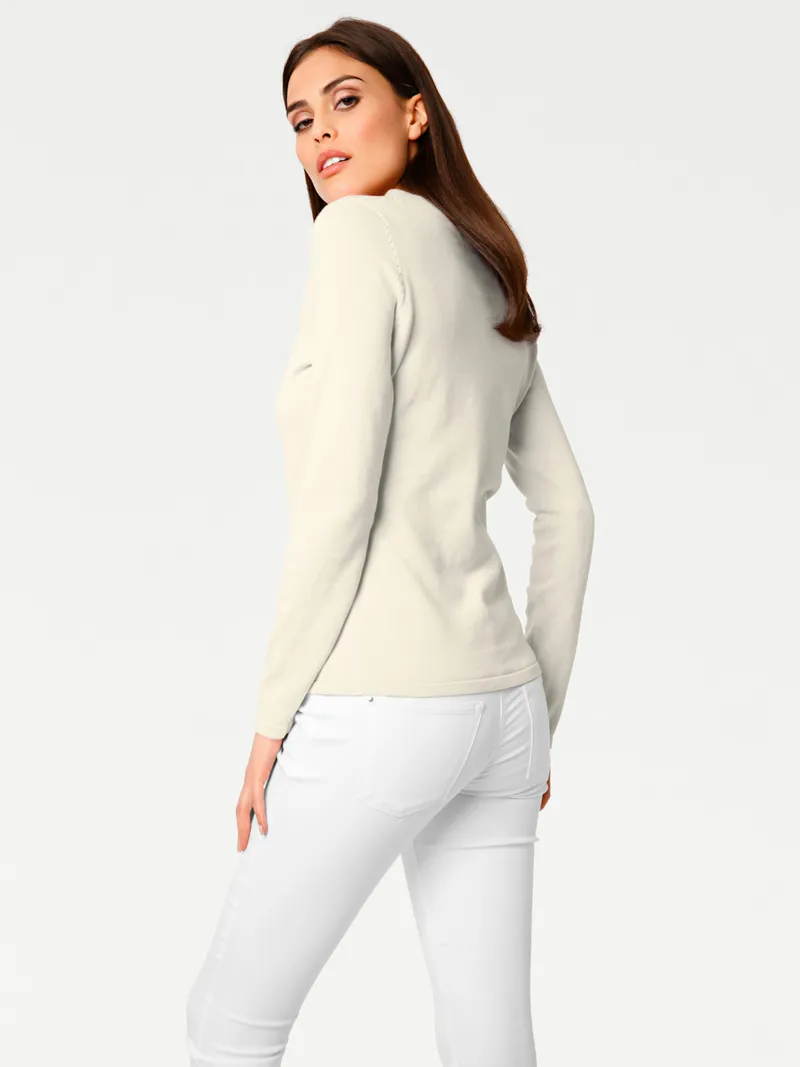 heine V-Ausschnitt-Pullover offwhite, Offwhite, – Produktbild 1 von 2