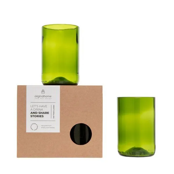 Originalhome Originalhome Recycelten Trinkgläser M, S/2 – grünes Geschenk, fair gefertigt & spülmaschinenfest, Grün, – Produktbild 1 von 1