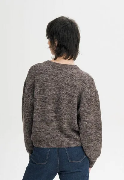 MELA MELA Strukturierter Strickpullover SURIYA aus 100% Bio-Baumwolle, Brown speckles, – Produktbild 2 von 4