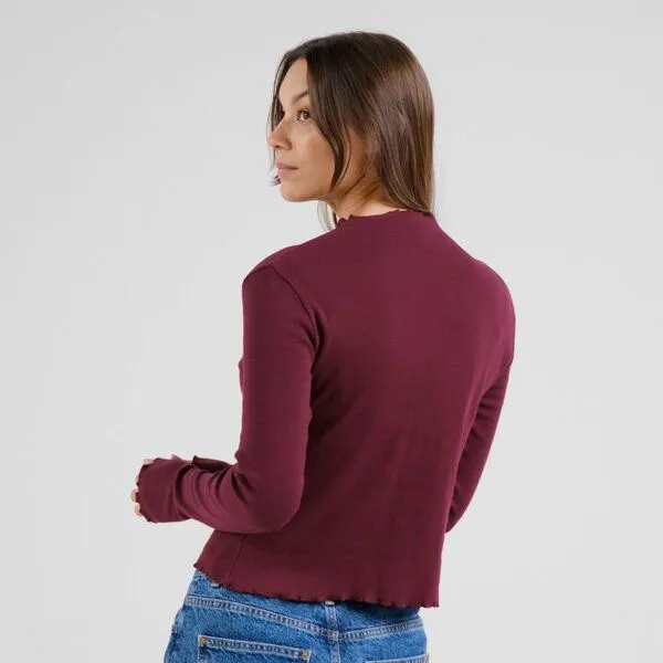 Dedicated DEDICATED Langarmshirt Ryd Rib - Fig Red – Produktbild 3 von 4