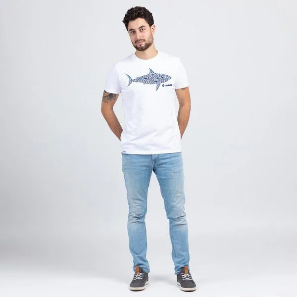 Lexi&Bö Lexi&Bö Smart Sardines Herren T-Shirt, Weiss, – Produktbild 3 von 4