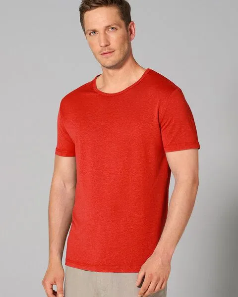 HempAge HempAge klassisch geschnittenes T-Shirt 55% Hanf, 45% Lyocell (auf Hanf-Basis), Magna (rot), – Produktbild 1 von 4
