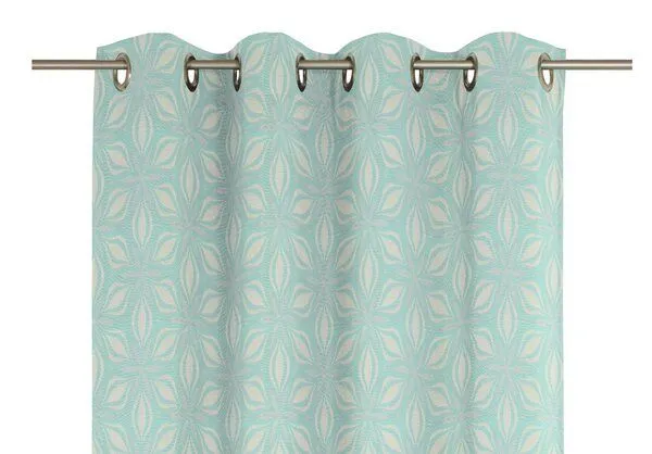 Nature by Adam Nature by Adam Vorhang aus 100% Bio-Baumwolle - Made in Germany - Retro Floret, Türkis, – Produktbild 6 von 7