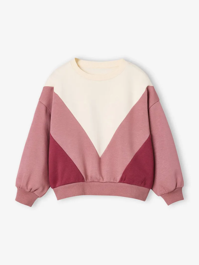 Vertbaudet Vertbaudet Sweatshirt Colorblock Mädchen, Altrosa, – Produktbild 1 von 3