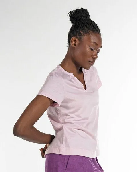 Alma & Lovis Alma & Lovis Kurzarmshirt im Blusen-Style aus Bio-Baumwolle | Short Blouse, Dusty rose (rosa), – Produktbild 4 von 4