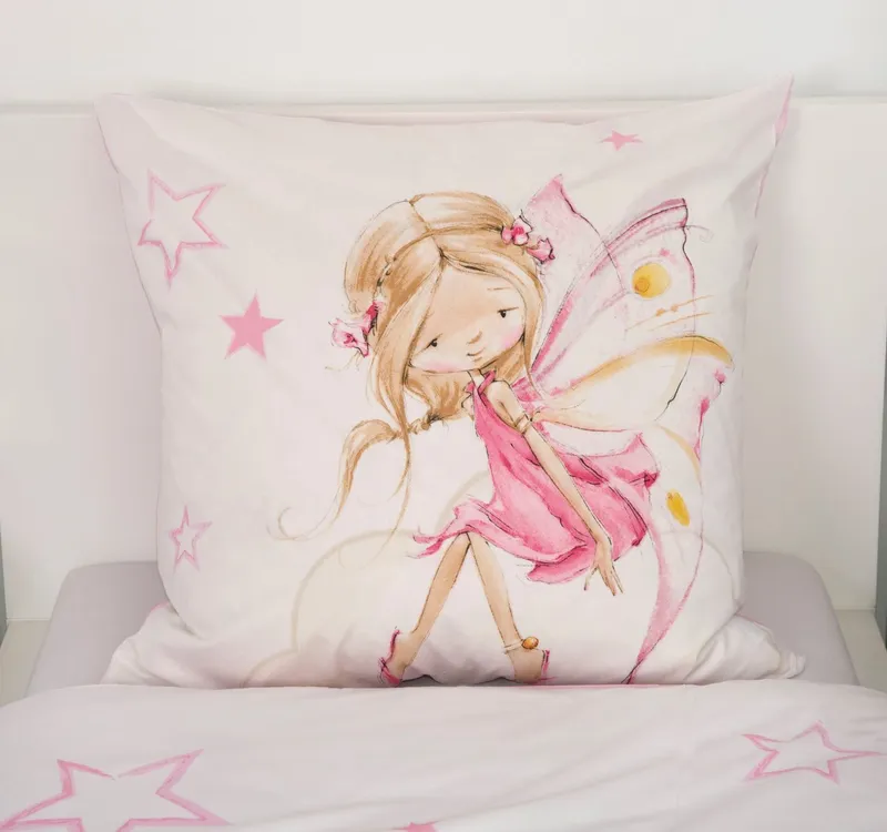 Baby Best Baby Best Babybettwäsche Little Fairy, Flanell, mit niedlichem Feen-Motiv, Rosa|weiß, – Produktbild 1 von 5