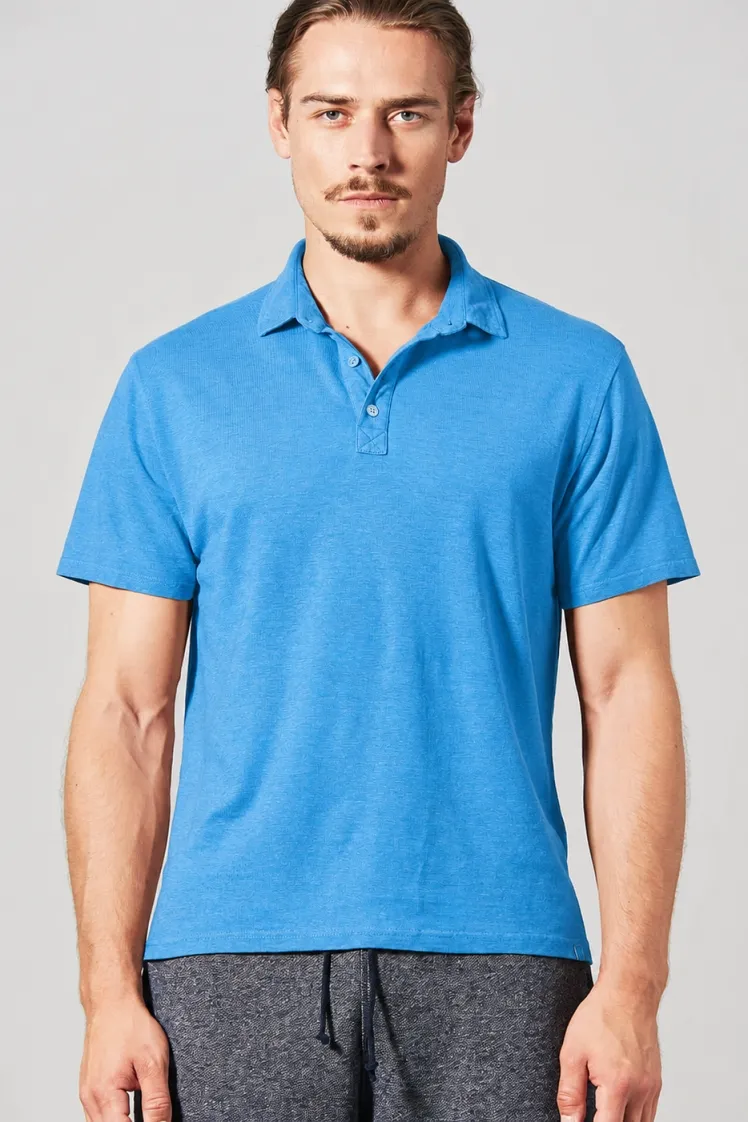 HempAge Hempage Herren vegan Polohemd Sporty Topaz, Blau, – Produktbild 2 von 2