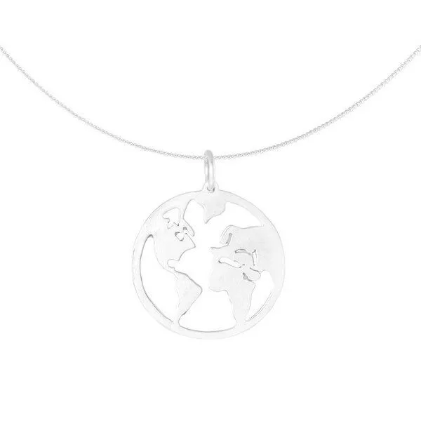 pakilia pakilia Silber Kette Weltkarte Fair-Trade und handmade – Produktbild 1 von 4