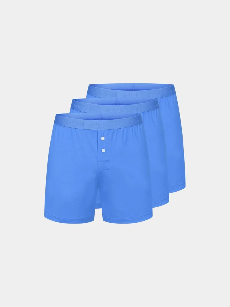 erlich textil erlich textil Light Touch Boxers im 3er Pack, weite Boxershorts aus weichem Modal, made in Europe, Kobaltblau, – Produktbild 8 von 8