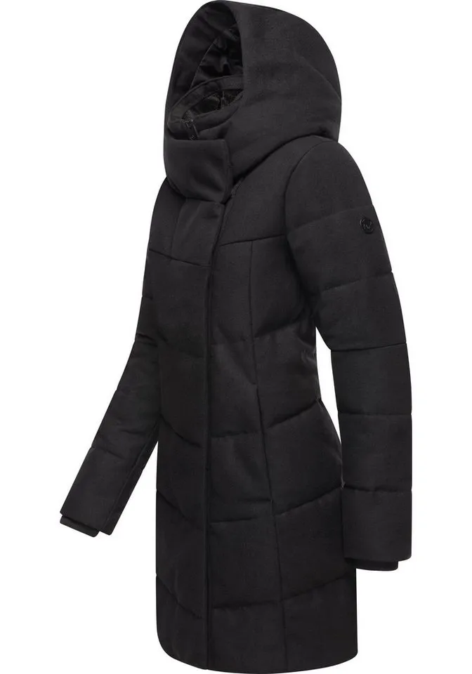 ragwear ragwear Wintermantel Pavla Coat stylischer Damen Steppmantel in Woll-Optik, Schwarz, – Produktbild 3 von 4
