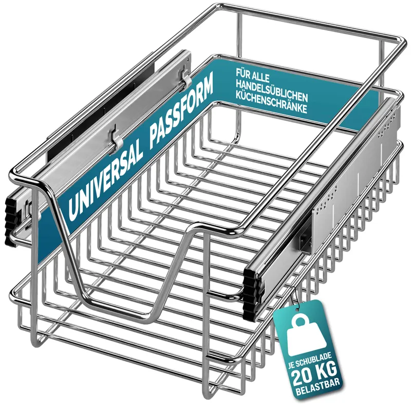Casaria® Teleskopschublade 30cm Schrankbreite Außenmaß, Silber, – Produktbild 2 von 2