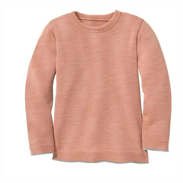 Disana Disana Kinder Strick-Pullover Uni Schurwolle kbT-Merino, Rose, – Produktbild 1 von 2
