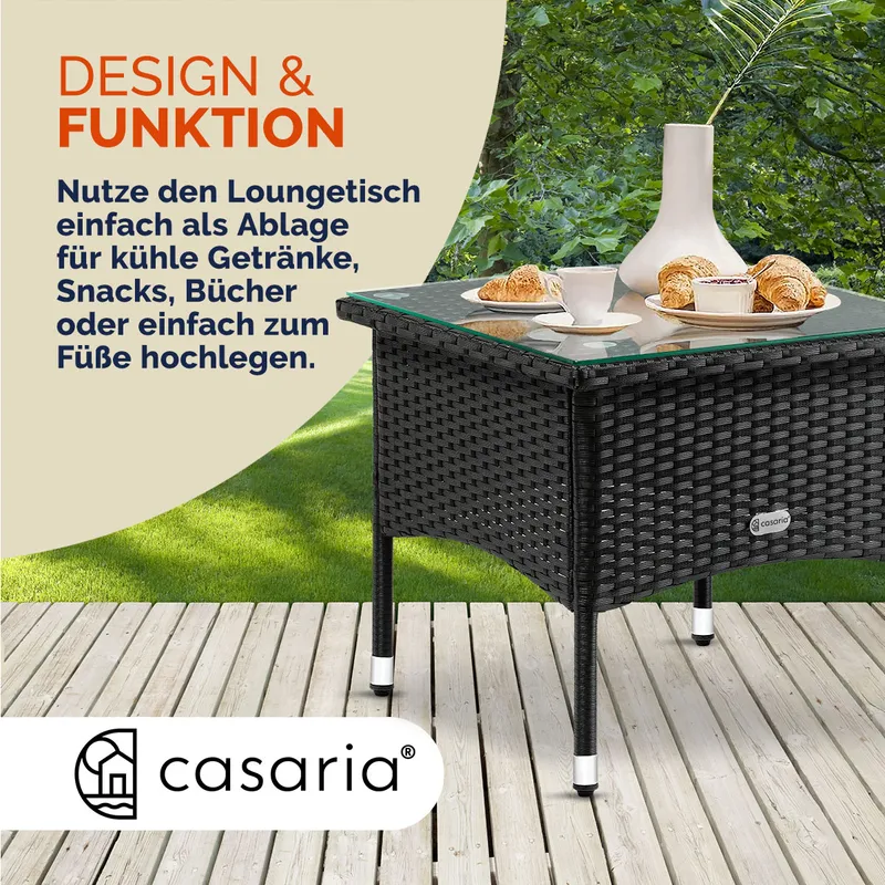 Casaria® Polyrattan Beistelltisch Schwarz 58x58x42cm, Schwarz, – Produktbild 2 von 2