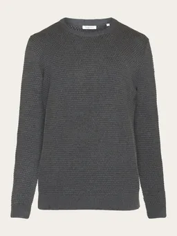 KnowledgeCotton Apparel KnowledgeCotton Apparel Herren vegan Strickpullover Vagn Bubble Rundhalsausschnitt Dunkelgrau Melange – Produktbild 1 von 1