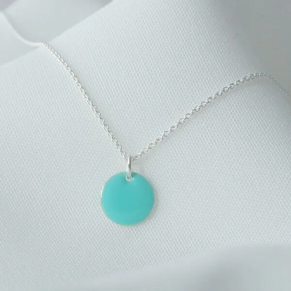 BELLYBIRD Jewellery BELLYBIRD Jewellery Halskette - emailliertes Plättchen, Anhänger aus Silber mit Emaille, Mint, – Produktbild 6 von 6