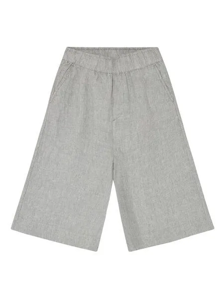 KnowledgeCotton Apparel KnowledgeCotton Apparel EVE Culotte hohe Leinen-Shorts - GOTS/Vegan, Grau (yarndyed-ultimate-grey), – Produktbild 1 von 3