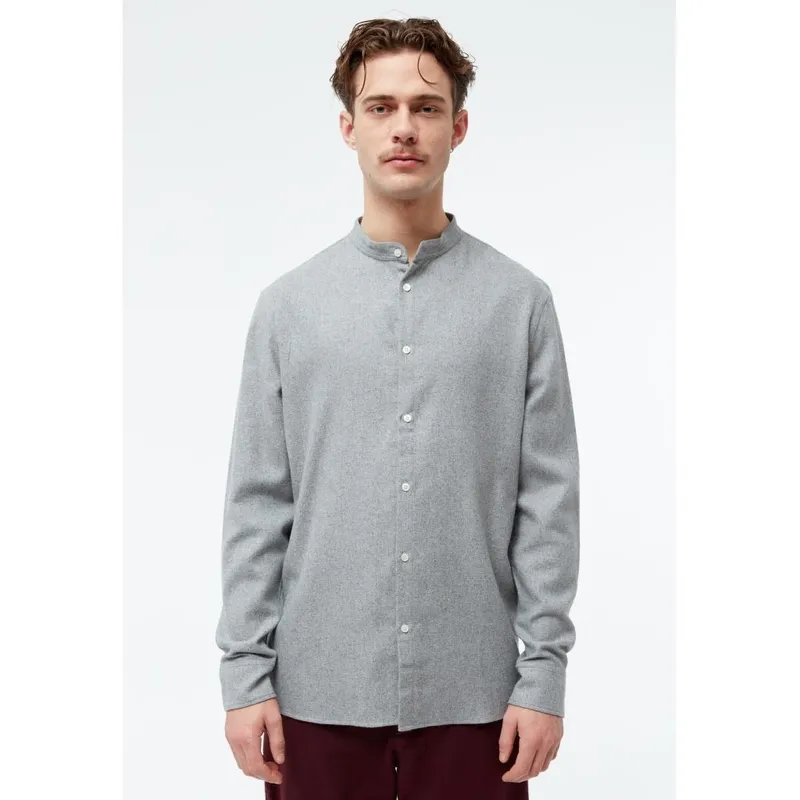 Givn Berlin Flanell Stehkragenhemd Modell: Wes, Mid grey, – Produktbild 1 von 5