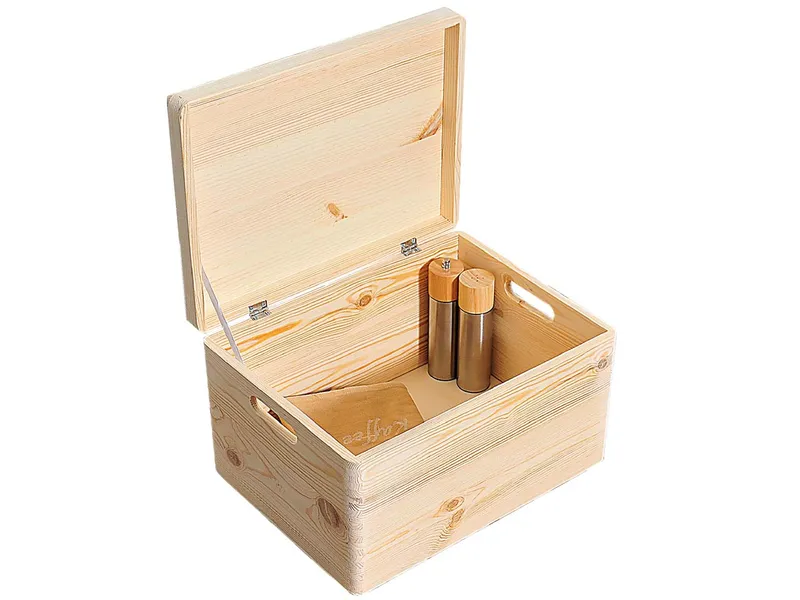 Kesper Kesper Aufbewahrungskiste aus Kiefernholz, mit Deckel und Griffen, 39 x 29 x 23 cm – Produktbild 1 von 2