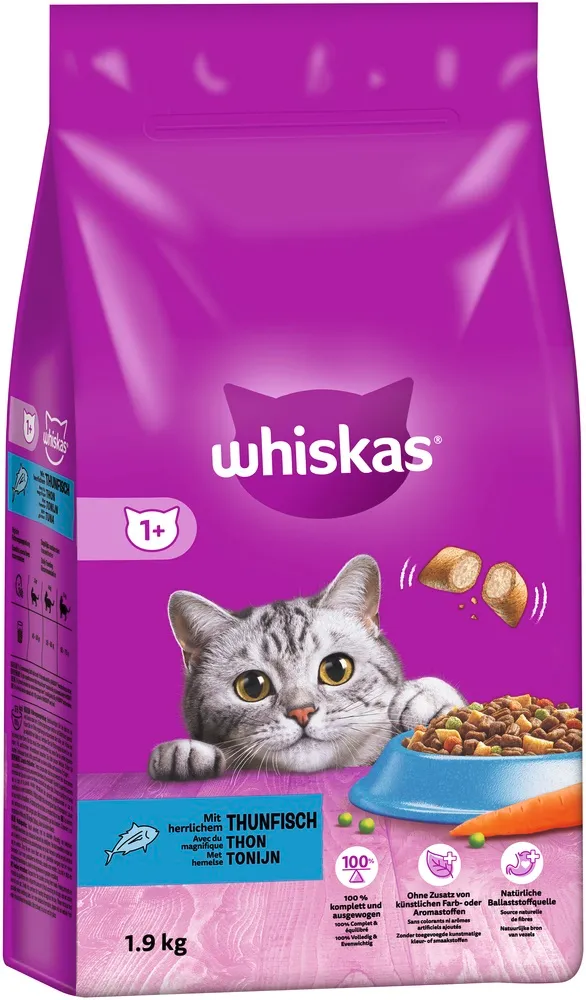 Whiskas Whiskas Trockenfutter mit Thunfisch 1+ Adult 1,9 kg – Produktbild 1 von 1