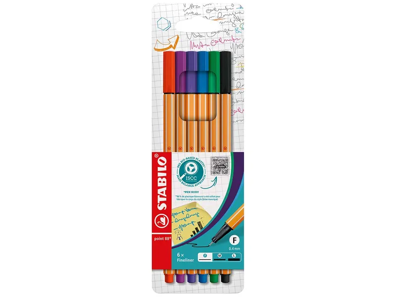 Stabilo STABILO Fineliner "point 88", ISCC Plus 96%, 6er-Set – Produktbild 1 von 3