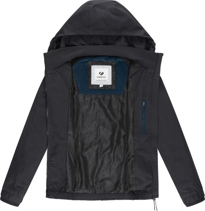 ragwear ragwear Outdoorjacke Dizzie A YOUMODO Leichte Übergangsjacke mit großer Kapuze, Schwarz, – Produktbild 1 von 5
