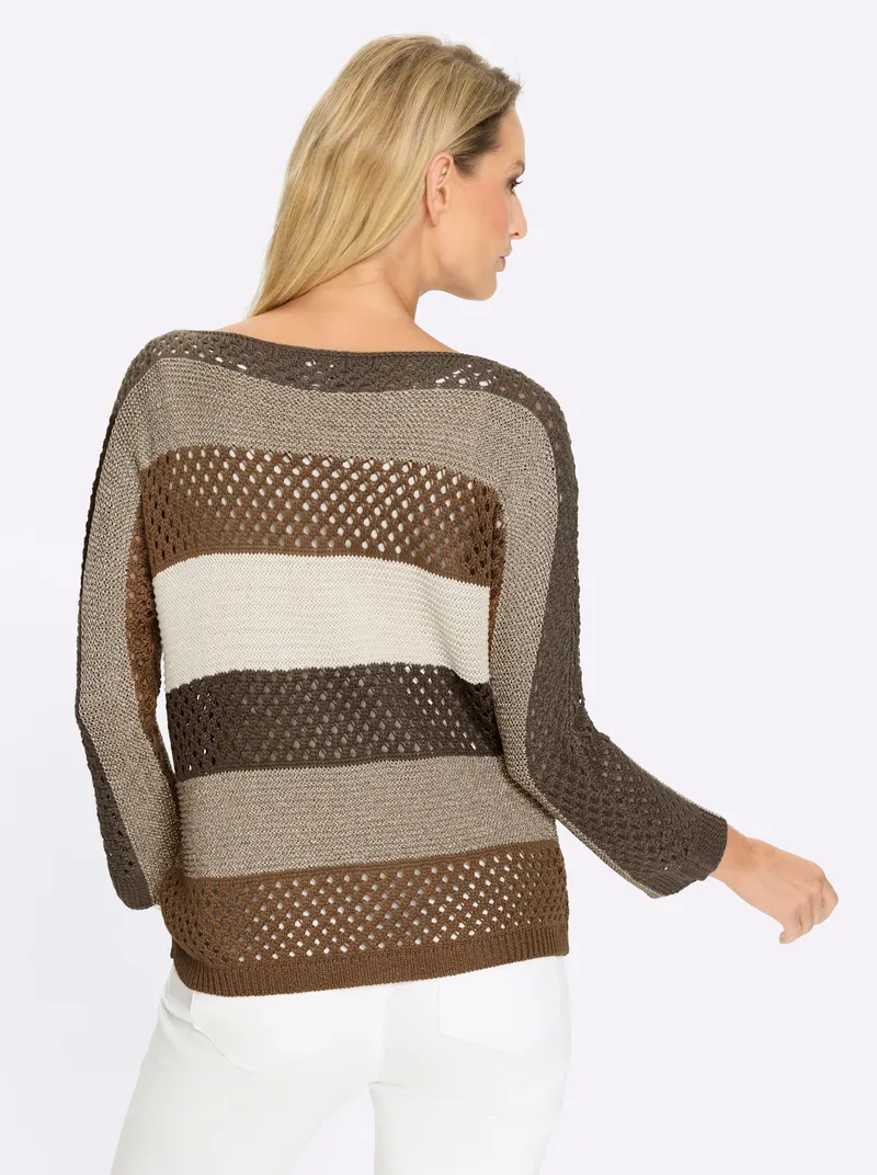 heine Ajourpullover braun-sand-gemustert, Braun-sand-gemustert, – Produktbild 2 von 2