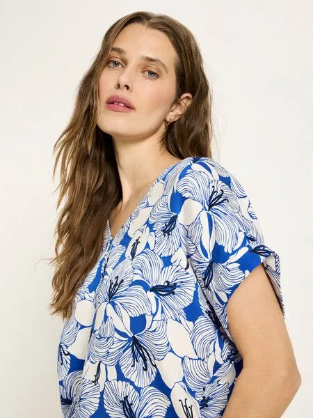 LANIUS LANIUS Blusenshirt aus TENCEL, Print bloom lapis, – Produktbild 2 von 4