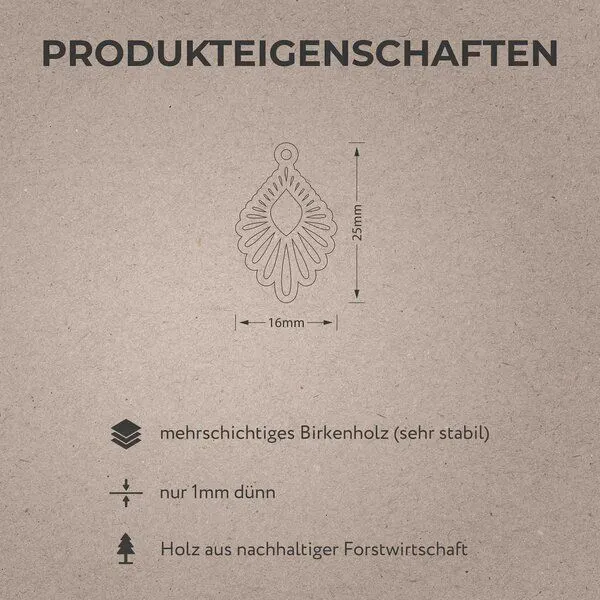 feinformart feinformart Ohrringe aus Holz - Mindful mini, Natur (beige), – Produktbild 4 von 4