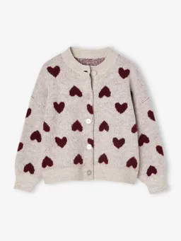 Vertbaudet Vertbaudet Mädchen Cardigan mit Jacquard-Herzen 42% Recycling-Polyester GRS-zertifiziert – Produktbild 1 von 1