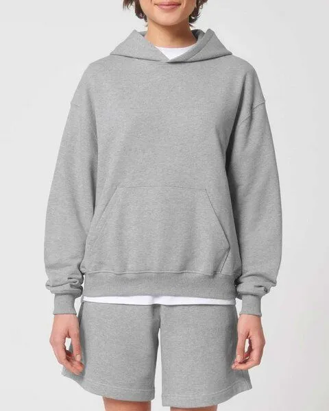YTWOO YTWOO Oversized Unisex Hoodie mit Kängurutasche, Dry, nachhaltig, Bio-Baumwolle, Grau meliert, – Produktbild 4 von 4