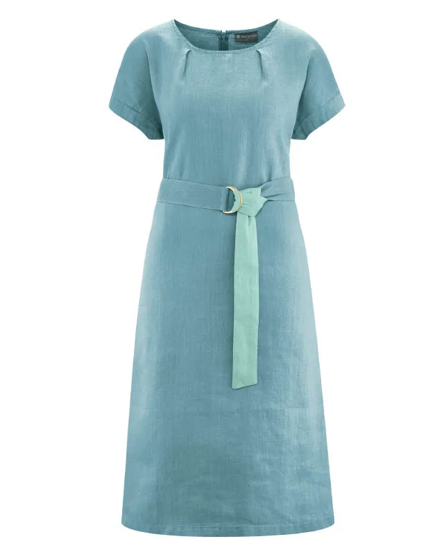 HempAge Hempage Damen vegan Midi Kleid Timeless Wave In Blau, Blau, – Produktbild 2 von 2
